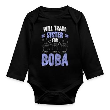 Boba Tea Süß Kugel Liebhaber - Baby Bio-Langarm-Body - Schwarz - Vorne