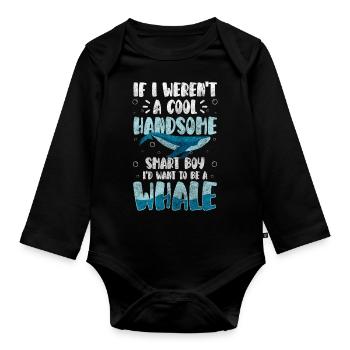 Wal Ozean Maritim - Baby Bio-Langarm-Body - Schwarz - Vorne