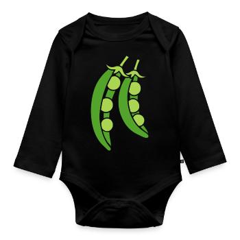 petit pois - Body Bébé bio manches longues - noir - Devant