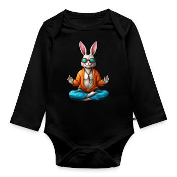 Yoga du lapin - Body Bébé bio manches longues - noir - Devant