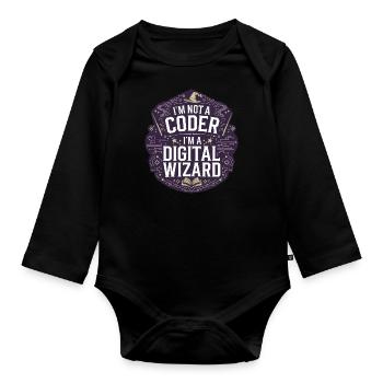 I'm Not a Coder I'm a Digital Wizard Programmierer - Baby Bio-Langarm-Body - Schwarz - Vorne
