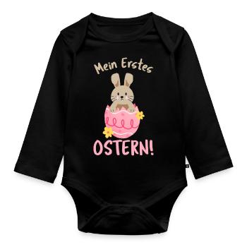 Mein erstes Ostern - Mädchen - Baby Bio-Langarm-Body - Schwarz - Vorne