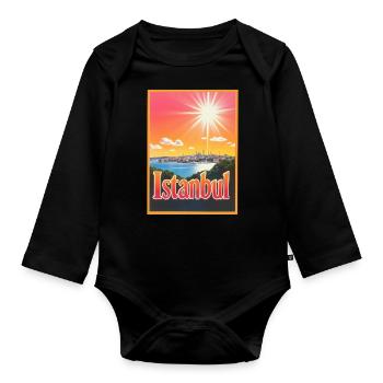 Retroglow Istanbul – Turquie Cityscape Design - Body Bébé bio manches longues - noir - Devant