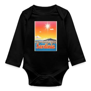 Sardinia – Italy Island Design - Organic Longsleeve Baby Bodysuit - black - Front