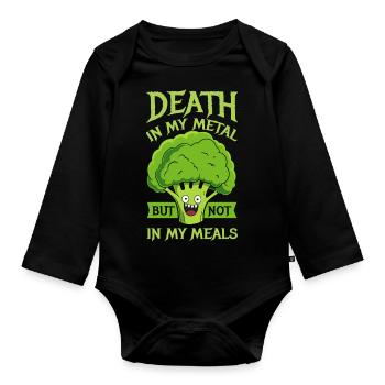 Death in my metal but not in my meals - Vegan - Organic Longsleeve Baby Bodysuit - black - Front