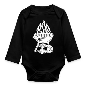 Grill Feuer Grillen - Baby Bio-Langarm-Body - Schwarz - Vorne