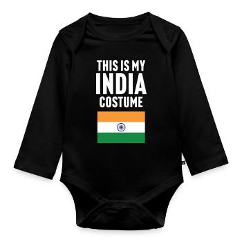 This my India costume - Organic Longsleeve Baby Bodysuit - black - Front