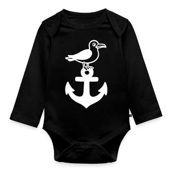 Anker Möwe Hafen - Baby Bio-Langarm-Body - Schwarz - Vorne
