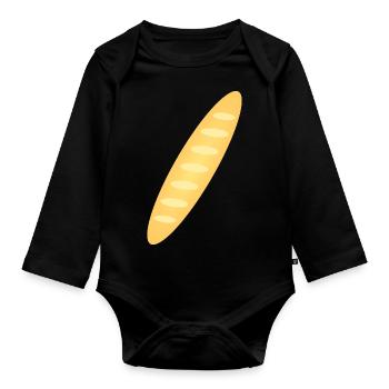 baguette - Organic Longsleeve Baby Bodysuit - black - Front