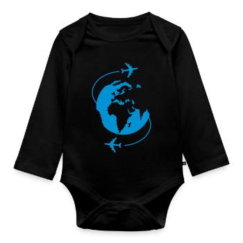 Por todo el mundo - Body orgánico de manga larga para bebé - negro - delante