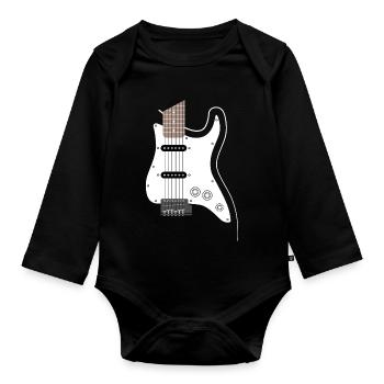 eGuitar Guitare Musique Musique Musicien Groupe - Body Bébé bio manches longues - noir - Devant