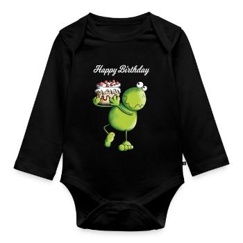 Grenouille d'anniversaire - Body Bébé bio manches longues - noir - Devant
