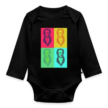 Goethe PopArt Four-Colour - Organic Longsleeve Baby Bodysuit - black - Front