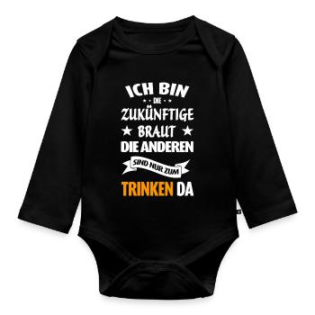 Zukünftige Braut Junggesellinnenabschied Hochzeit - Baby Bio-Langarm-Body - Schwarz - Vorne