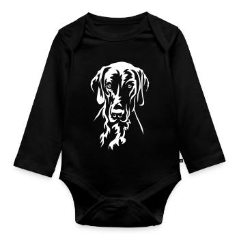 German Shorthair Head "Black Edition" - Organic Longsleeve Baby Bodysuit - black - Front