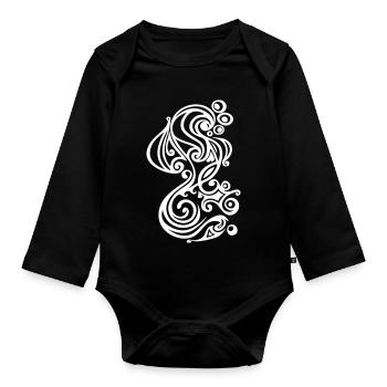 Seepferd - Baby Bio-Langarm-Body - Schwarz - Vorne