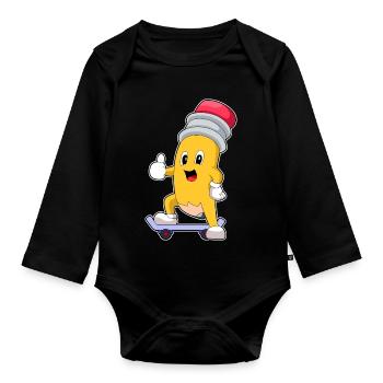 Pencil Skater Skateboard - Body Bébé bio manches longues - noir - Devant