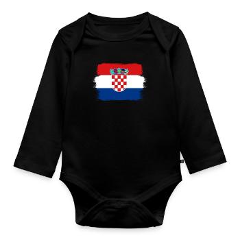 Drapeau de la Croatie Adriatique Zagreb Drapeau croate - Body Bébé bio manches longues - noir - Devant