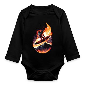 Surfender Astronaut - Baby Bio-Langarm-Body - Schwarz - Vorne