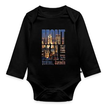 Montreal Skyline Cityscape - Organic Longsleeve Baby Bodysuit - black - Front