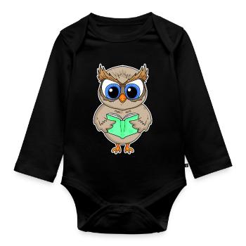 Lesen Buch Bücher Leser Geschenk - Baby Bio-Langarm-Body - Schwarz - Vorne