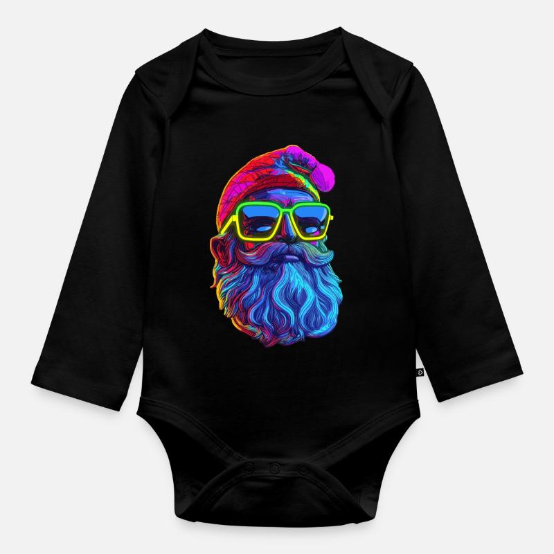 Néon Santa Popart - Body Bébé bio manches longues - noir