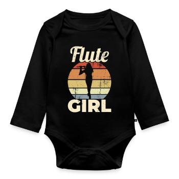 Drôle De Flûte Fille - Body Bébé bio manches longues - noir - Devant