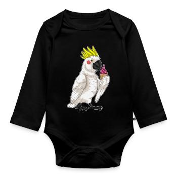 Papagei Waffeleis - Baby Bio-Langarm-Body - Schwarz - Vorne