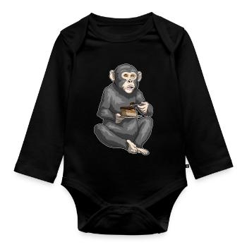 Gâteau de singe - Body Bébé bio manches longues - noir - Devant