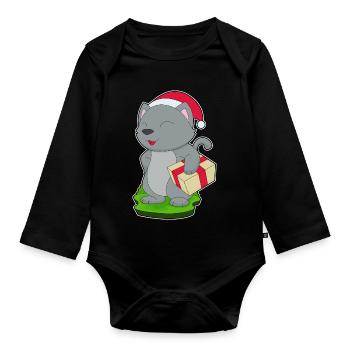 Forfait Noël chat - Body Bébé bio manches longues - noir - Devant