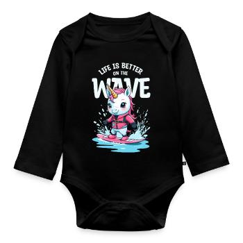 Wakeboard Unicorn - Organic Longsleeve Baby Bodysuit - black - Front