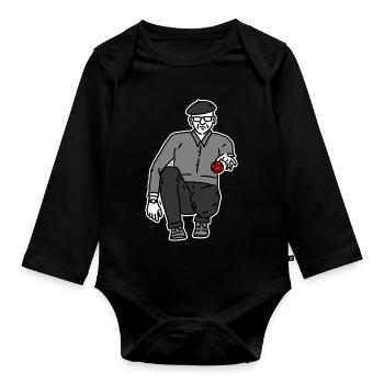 Petanque Spieler Linkshänder - Baby Bio-Langarm-Body - Schwarz - Vorne