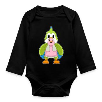 Papagei Flamingo - Baby Bio-Langarm-Body - Schwarz - Vorne