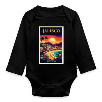 Design de coucher de soleil à Jalisco, au Mexique - Body Bébé bio manches longues - noir - Devant