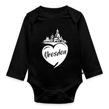 Dresden Love Frauenkirche Heart City Symbol Logo - Organic Longsleeve Baby Bodysuit - black - Front