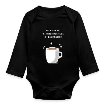 Coffee boost - Organic Longsleeve Baby Bodysuit - black - Front