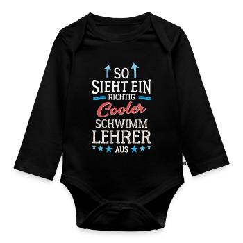 So sieht ein richtig cooler Schwimmlehrer aus - Baby Bio-Langarm-Body - Schwarz - Vorne