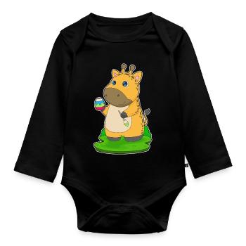 Giraffe Ostern Malen - Baby Bio-Langarm-Body - Schwarz - Vorne