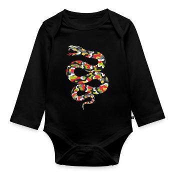 Lebendige Tarnschlange - Baby Bio-Langarm-Body - Schwarz - Vorne