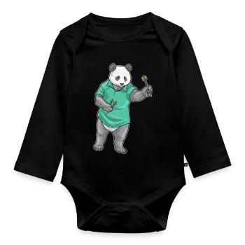 Panda Dart Dartpfeil - Organic Longsleeve Baby Bodysuit - black - Front