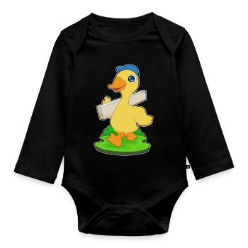 Ente Tischler Holz Handwerk - Baby Bio-Langarm-Body - Schwarz - Vorne