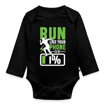 Run like your phone is 1 - Baby Bio-Langarm-Body - Schwarz - Vorne