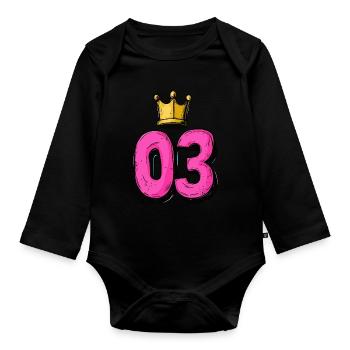 Jersey à 3 chiffres Couronne - Body Bébé bio manches longues - noir - Devant