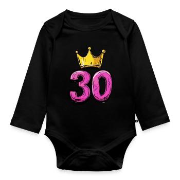 Couronne de maillot à 30 chiffres - Body Bébé bio manches longues - noir - Devant