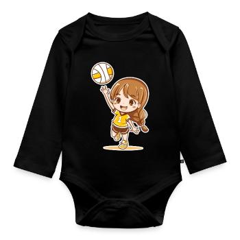 Petit joueur de volley-ball - Body Bébé bio manches longues - noir - Devant
