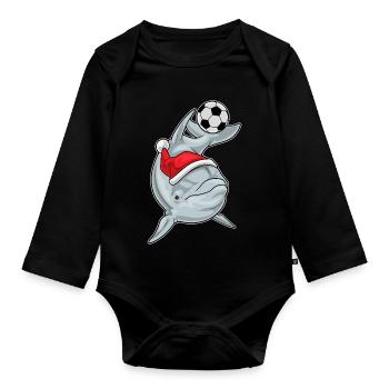 Dolphin Christmas Football - Organic Longsleeve Baby Bodysuit - black - Front