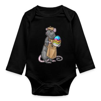 Coloriage de Pâques du Rat - Body Bébé bio manches longues - noir - Devant
