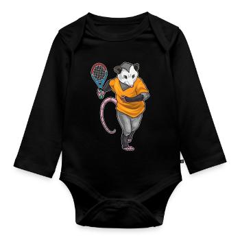 Beutelratte Tennis Tennisschläger - Baby Bio-Langarm-Body - Schwarz - Vorne