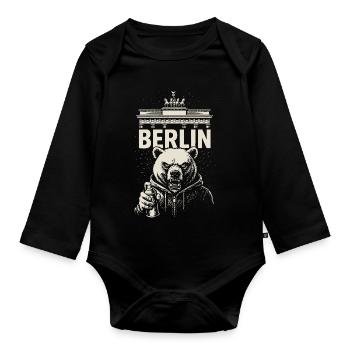 Berlin Rebel - Organic Longsleeve Baby Bodysuit - black - Front