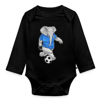 éléphant joueur de football football sports de football - Body Bébé bio manches longues - noir - Devant